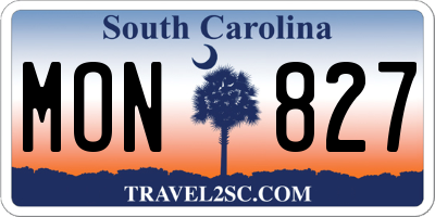 SC license plate MON827