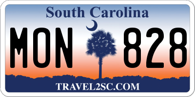 SC license plate MON828