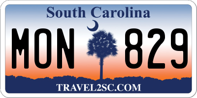 SC license plate MON829