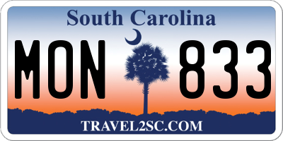SC license plate MON833