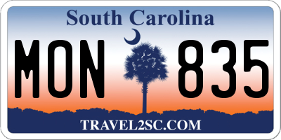 SC license plate MON835