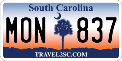 SC license plate MON837