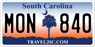 SC license plate MON840