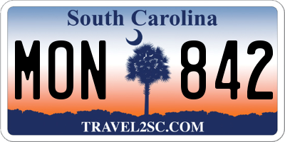 SC license plate MON842