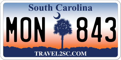 SC license plate MON843