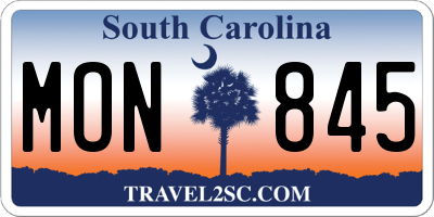 SC license plate MON845