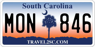 SC license plate MON846