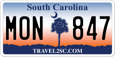 SC license plate MON847