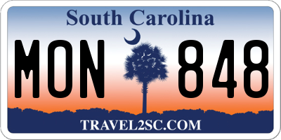 SC license plate MON848
