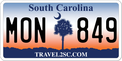 SC license plate MON849