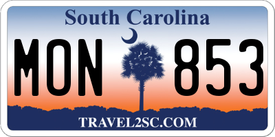 SC license plate MON853