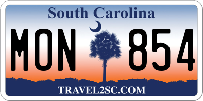 SC license plate MON854