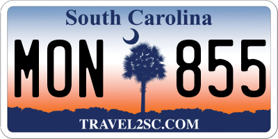 SC license plate MON855