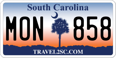SC license plate MON858