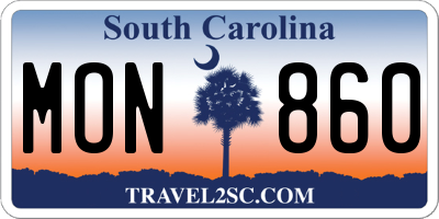 SC license plate MON860
