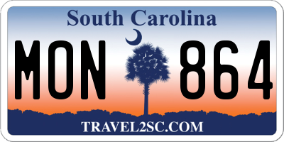 SC license plate MON864