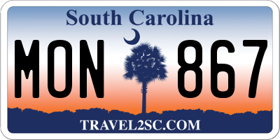 SC license plate MON867