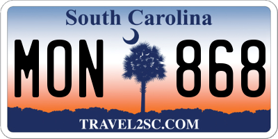 SC license plate MON868