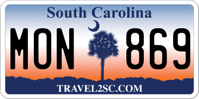 SC license plate MON869