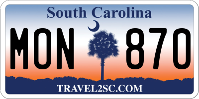 SC license plate MON870