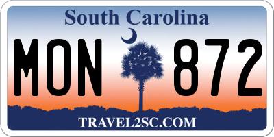 SC license plate MON872