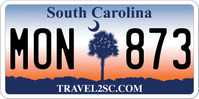 SC license plate MON873