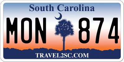 SC license plate MON874