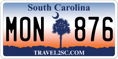 SC license plate MON876