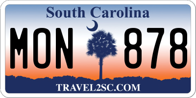 SC license plate MON878