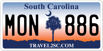 SC license plate MON886