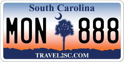 SC license plate MON888
