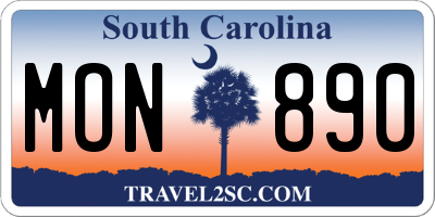 SC license plate MON890
