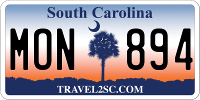 SC license plate MON894