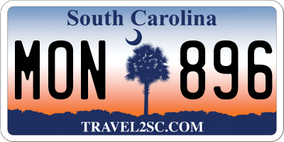 SC license plate MON896
