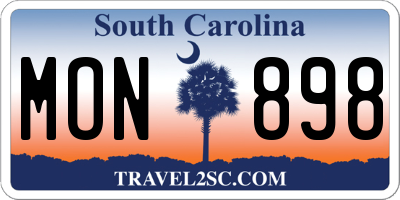 SC license plate MON898