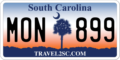 SC license plate MON899