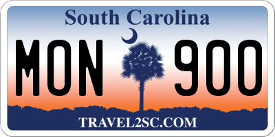 SC license plate MON900