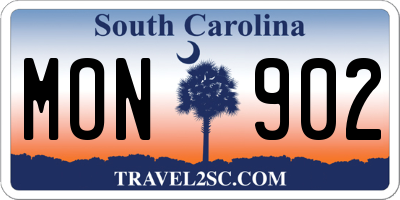 SC license plate MON902