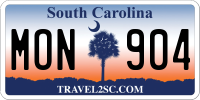 SC license plate MON904
