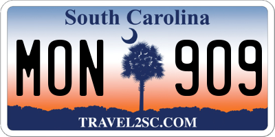 SC license plate MON909