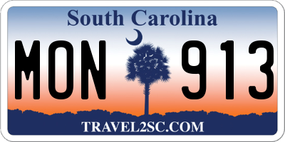 SC license plate MON913