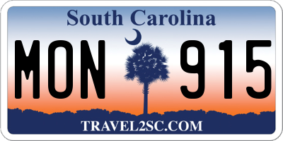 SC license plate MON915