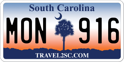 SC license plate MON916
