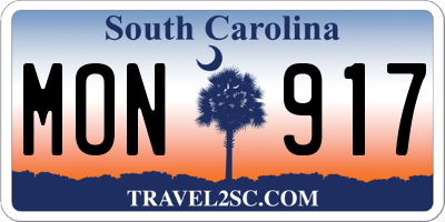 SC license plate MON917