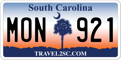 SC license plate MON921