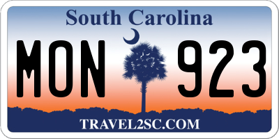 SC license plate MON923