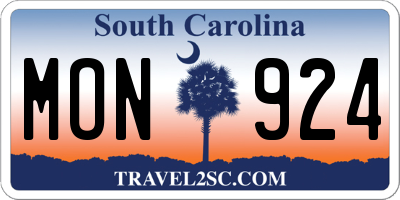 SC license plate MON924