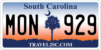SC license plate MON929