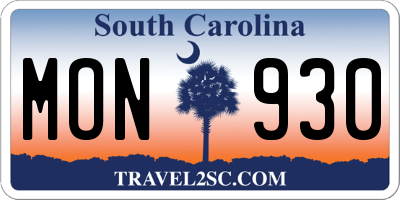 SC license plate MON930