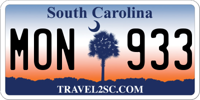 SC license plate MON933